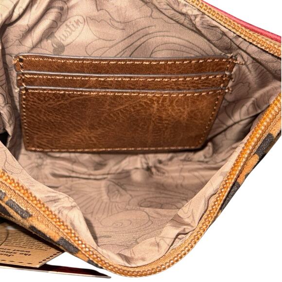 NWT! Justin Cheetah Red Western Fringe Convertible Mini Shoulder Wristlet Bag - Picture 5 of 6